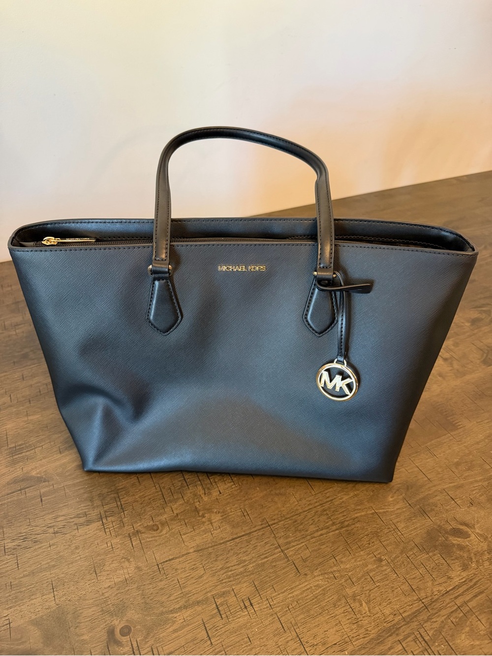 Michael Kors Black Leather MK Charm Tote